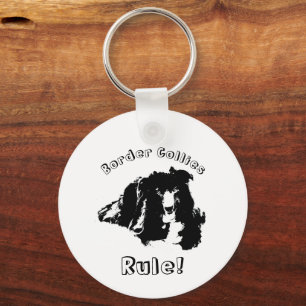Border Collies Rule Cute Dog  Key Ring