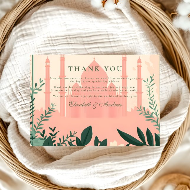 Border  Elegant Floral Islamic Wedding Thank You Card (Creator Uploaded)