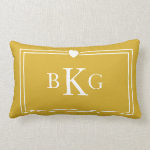 Border Frame Heart Pillow   Gold