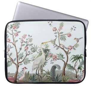 Border in chinoiserie style with storks and peonie laptop sleeve