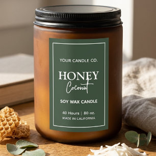 Border modern minimalist Forest green Candle Label