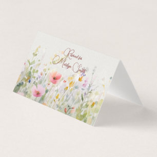 Border of Wildflowers Wedding Name Place Card