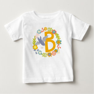 Border of Wildflowers Yellow Red Alphabet Letter B Baby T-Shirt