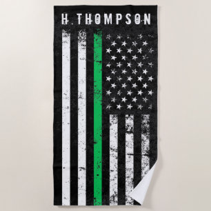 Border Patrol   Park Ranger   Thin Green Line Flag Beach Towel