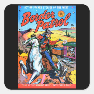 Border Patrol - Vintage Comic Book Square Sticker
