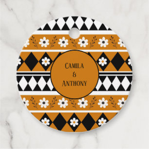 Border Stripe Flower Diamond Boho Floral Pattern Favour Tags