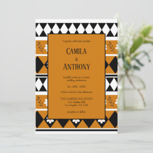 Border Stripe Flower Diamond Boho Floral Pattern Invitation