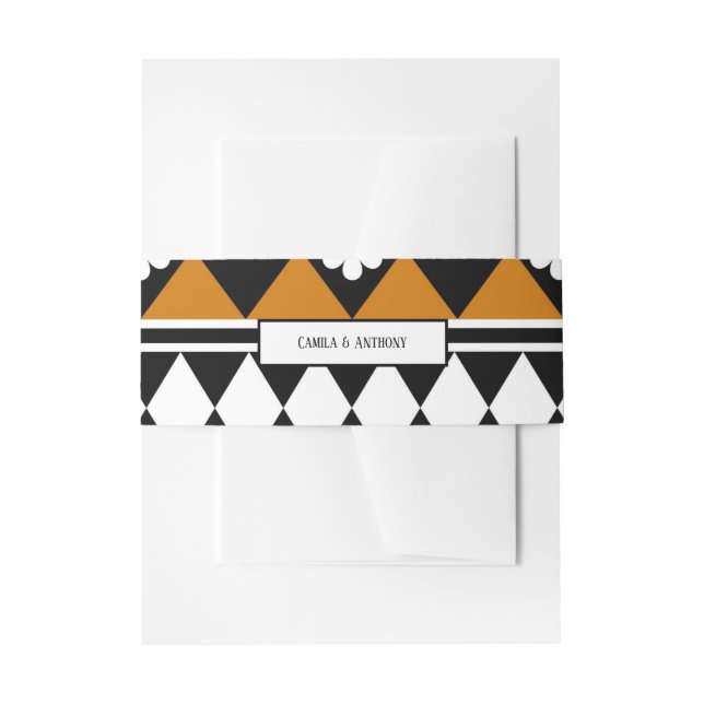 Border Stripe Flower Diamond Boho Floral Pattern Invitation Belly Band (Front Example)
