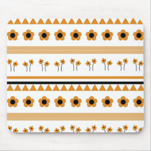 Border Stripe Flower Triangle Boho Pattern Mouse Mat