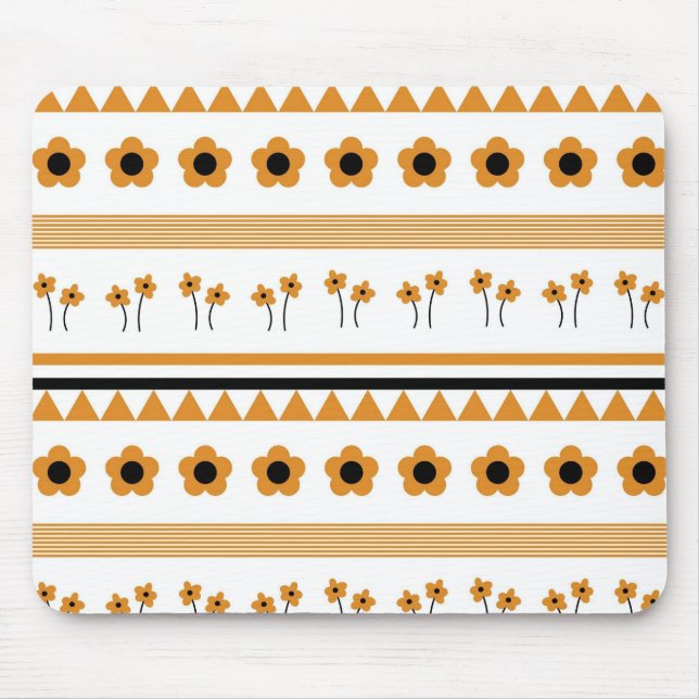 Border Stripe Flower Triangle Boho Pattern Mouse Mat (Front)