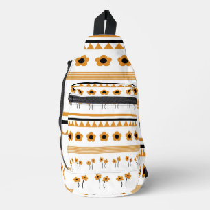 Border Stripe Flower Triangle Boho Pattern Sling Bag