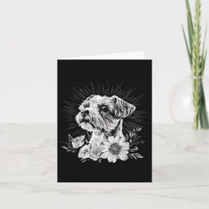 Border Terrie Dog Lover Retro Style Tattoo Card