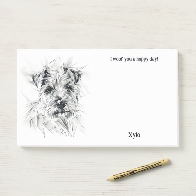 Border Terrier Abstract Art Dog Name  Post-it Notes (On Desk)