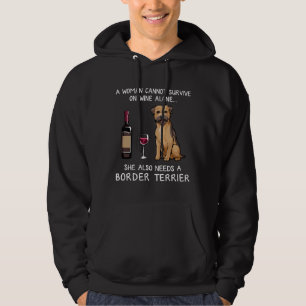 Border Terrier And Wine Dog Fitted Hoodie
