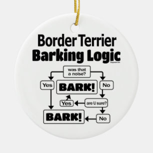 Border Terrier Barking Logic Ceramic Tree Decoration