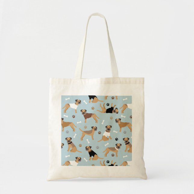 Border Terrier Bones and Paws Tote Bag (Front)