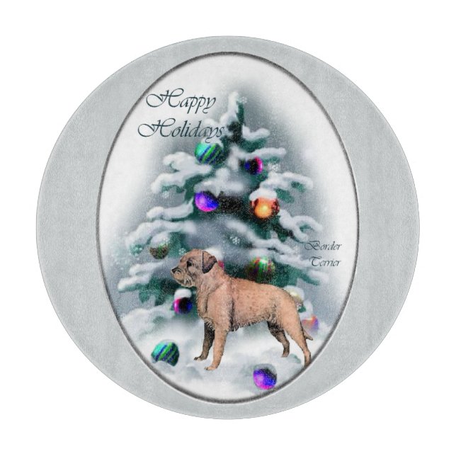 Border Terrier Christmas Cutting Board (Front)