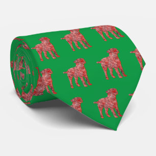 Border Terrier Christmas Dog Silhouette Green Neck Tie