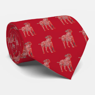 Border Terrier Christmas Dog Silhouette Red Neck Tie
