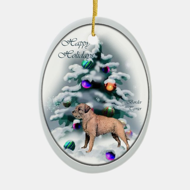 Border Terrier Christmas Gifts Ornament (Front)