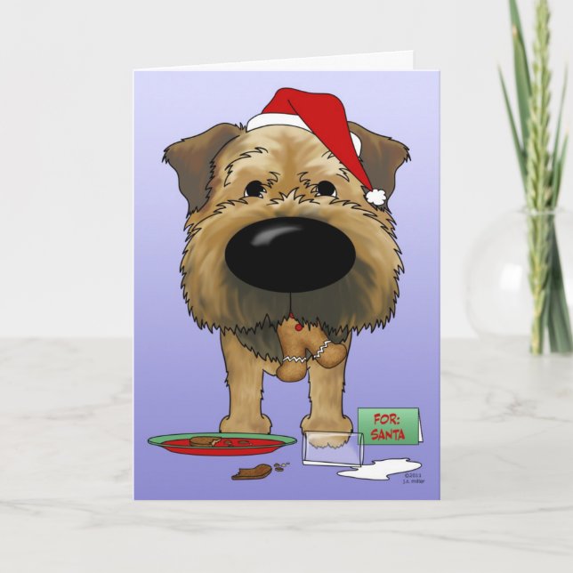Border Terrier Christmas Holiday Card (Front)