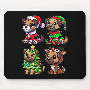 Border Terrier Christmas Tree Santa Elf Costume Do Mouse Mat