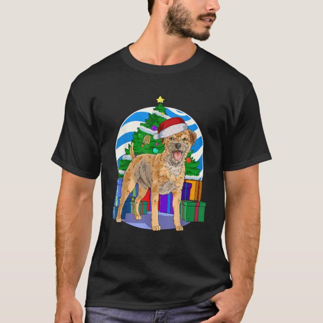 Border Terrier Cute Dog Christmas Tree Decor Gift  T-Shirt (Front)