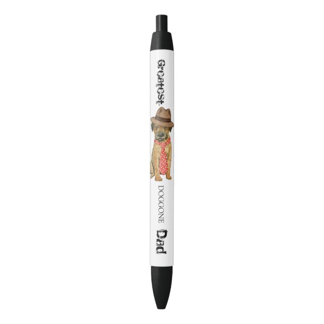 Border Terrier Dad Black Ink Pen (Front Vertical)