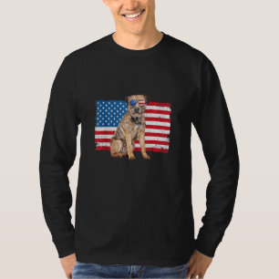 Border Terrier Dad Mum Mama American Flag 4th Of J T-Shirt