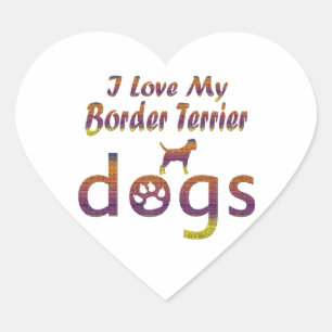 Border Terrier designs Heart Sticker