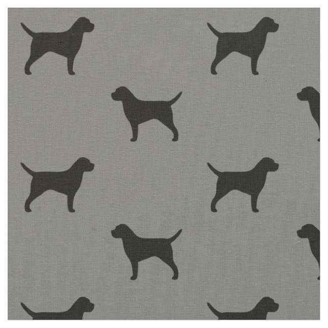 Border Terrier Dog Breed Silhouettes Patterned Fabric (Close Up)