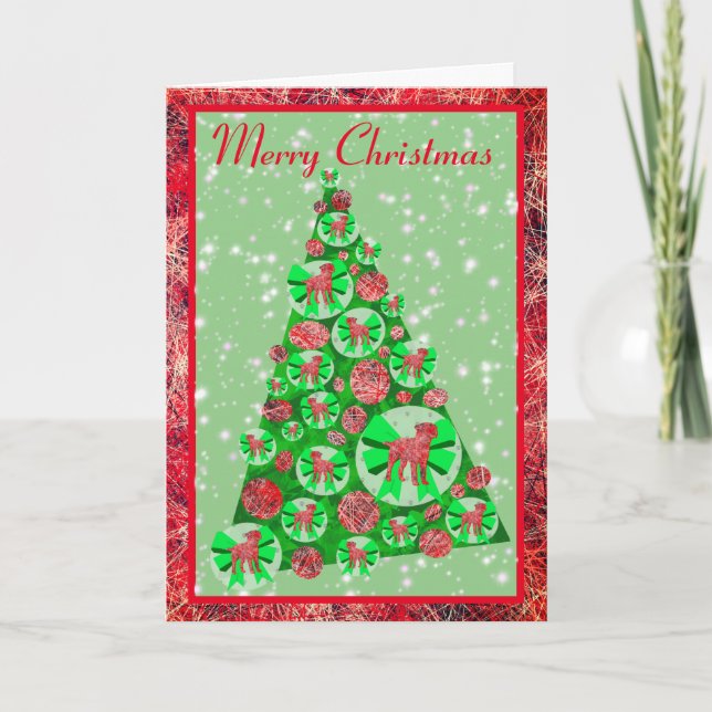 Border Terrier Dog Breed Silhoutte Merry Christmas Card (Front)