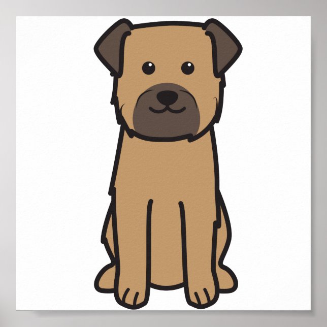 Border Terrier Dog Cartoon Poster (Front)