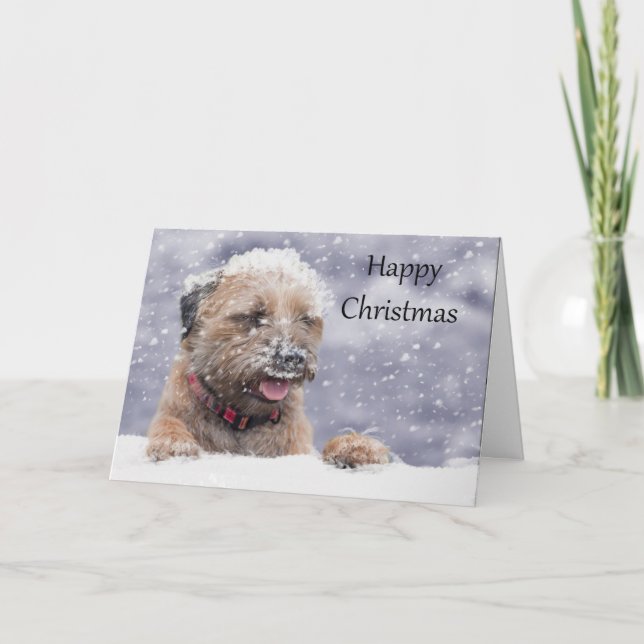 Border Terrier Dog Christmas Card (Front)