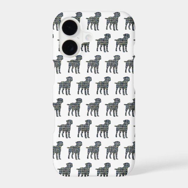 Border Terrier Dog Cute Silhouette Grid White iPhone Case (Back)