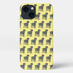 Border Terrier Dog Cute Silhouette Grid Yellow iPhone 13 Case