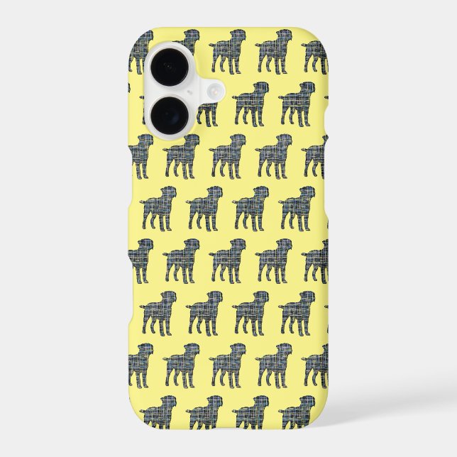 Border Terrier Dog Cute Silhouette Grid Yellow iPhone Case (Back)