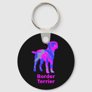 Border Terrier Dog Hot Pink n Blue Key Ring