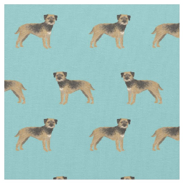 border terrier dog light blue fabric (Close Up)