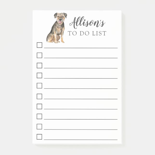 Border Terrier Dog Personalised To Do List Post-it Notes (Front)