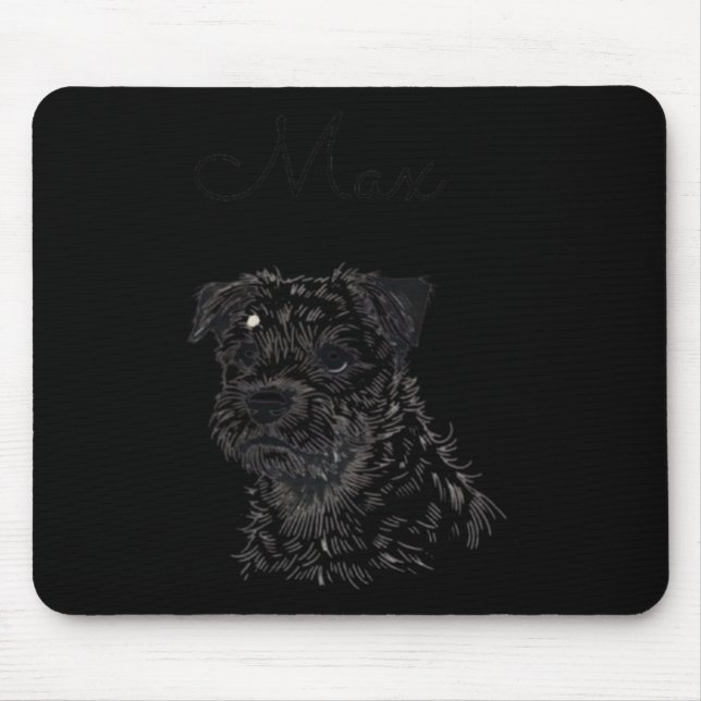 Border Terrier Dog Portrait – Personalised Pet Art Mouse Mat (Front)