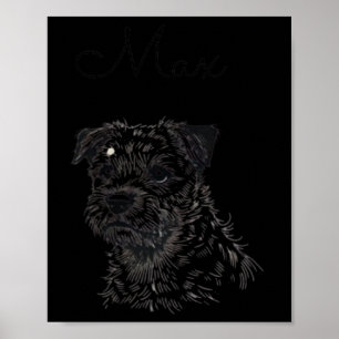 Border Terrier Dog Portrait – Personalised Pet Art Poster