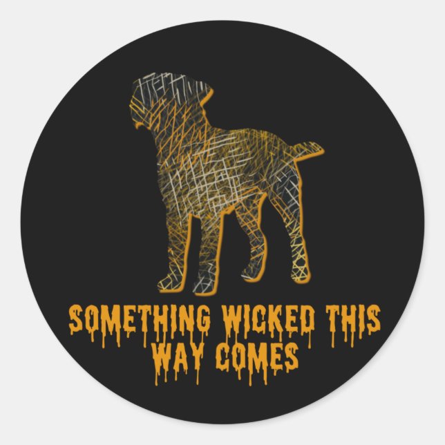Border Terrier Dog Silhouette Fun Halloween Classic Round Sticker (Front)