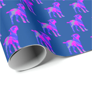 Border Terrier Dog Silhouette Pink/Blue Blue Gift Wrapping Paper