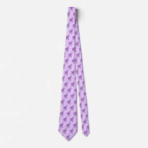 Border Terrier Dog Silhouette Purple Light Neck Tie