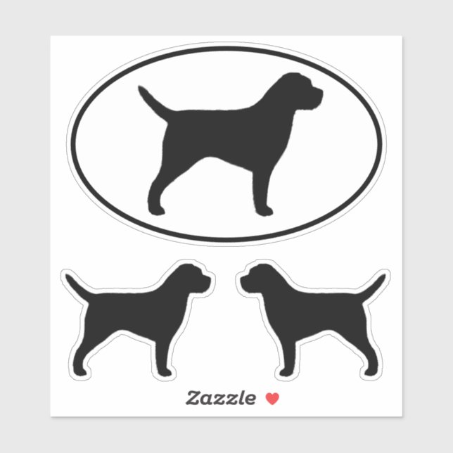 Border Terrier Dog Silhouette Vinyl Sticker Set (Sheet)