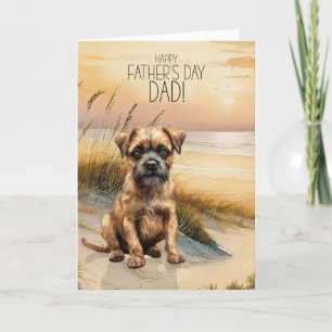 Border Terrier Dog Sunset Beach Father's Day Holiday Card