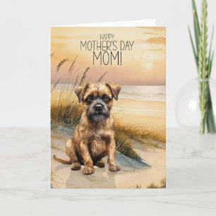 Border Terrier Dog Sunset Beach Mother's Day Holiday Card