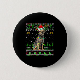 Border Terrier Dog Ugly Christmas Sweater Holiday 6 Cm Round Badge
