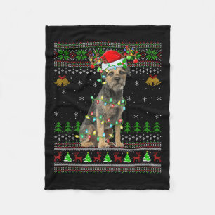 Border Terrier Dog Ugly Christmas Sweater Holiday Fleece Blanket